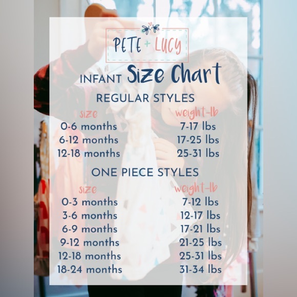 Pete & Lucy Sizing Charts - Picture 1 of 3